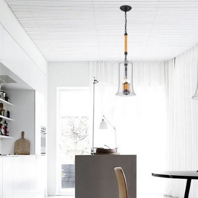 Bell Shade Pendant Lighting with Glass Simple 1 Light Ceiling Lamp in Clear for Living Room