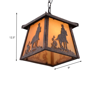 Indoor House Shade Pendant Lighting Wrought Iron Countryside Suspension Pendant in Rust