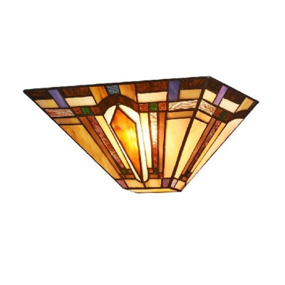 Tiffany Stylish Trapezoid Wall Lamp 1 Head Stained Glass Sconce Light in Brown for Stair Indoor