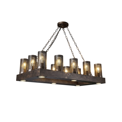 Metal Linear Pendant Lamp with Cylinder Shade Loft Style 5 Lights Black/Bronze Indoor Island Light for Kitchen