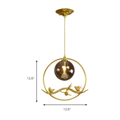 1/3-Light Pendant Light Vintage Clear/Amber/Smoke Gray Glass Ceiling Pendant with Round/Linear Canopy for Corridor