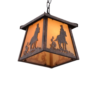 Indoor House Shade Pendant Lighting Wrought Iron Countryside Suspension Pendant in Rust