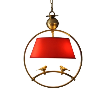 Black/White/Red Cone Shade Ceiling Pendant Country Style 1 Light Pendant Lamp with Metal Frame for Dining Room
