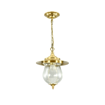 Bubble Glass Urn Ceiling Hanging Light Colonial 1 Light Pendant Lighting in Gold for Living Room