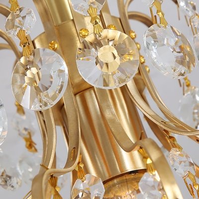 Brass Finish Geometric Semi Flush Ceiling Light Contemporary Metal and Crystal 1 Light Ceiling Light Fixture