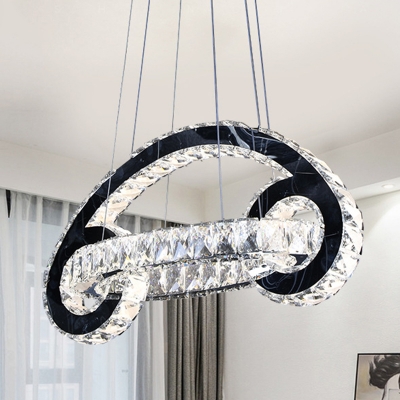 Car Shaped Chandelier Lighting Fixture LED Crystal Modern Style Hanging Lamp Kit for Living Room