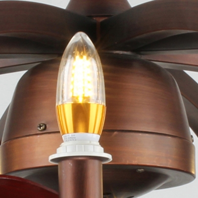 Copper Finish Oblate Spheroid Semi Mount Lighting Retro Metal 8-Head Close to Ceiling Lamp