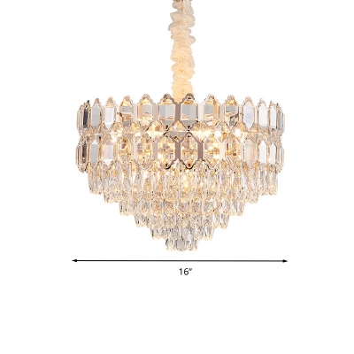 Crystal Block Tapered Hanging Light Contemporary 6/8 Heads 16