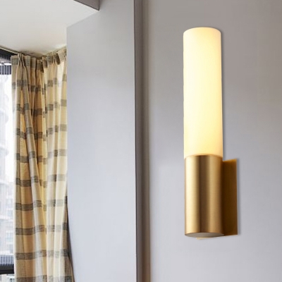 Cylinder Surface Wall Sconce Simplicity Metal and Acrylic 1 Bulb Gold Indoor Wall Lighting