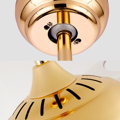 Dome Ceiling Fan Lighting Modernism Frosted Glass LED Gold Semi Flush Mount, Wall/Remote Control/Frequency Conversion