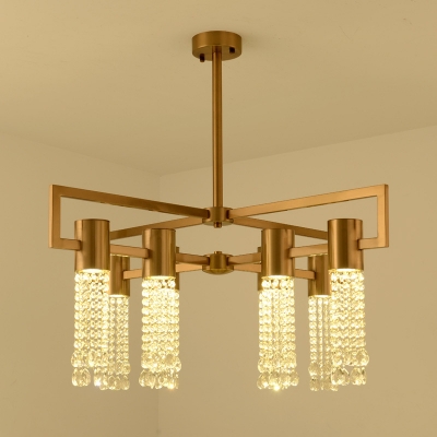 Gold Beaded Chandelier Lighting Fixture Modern 8/10 Lights LED Crystal Hanging Pendant for Living Room