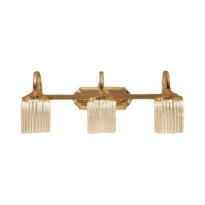 Modern Tube Shaped Wall Light Sconce with Clear Crystal 2/3 Lights Bathroom Sconce Light Fixture in Gold