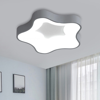 Nordic Style Star Flush Mount Lighting Metal LED Grey Ceiling Lamp Kit in Warm/White Light