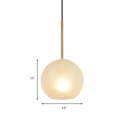 Simple Style Orb Pendant Lamp Textured White Glass 1 Light Living Room Suspension Light, 8