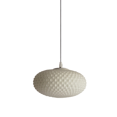 1 Head Bedroom Pendant Ceiling Light Simple White Hanging Lamp Kit with Globe/Oval/Acorn Glass Shade, 8