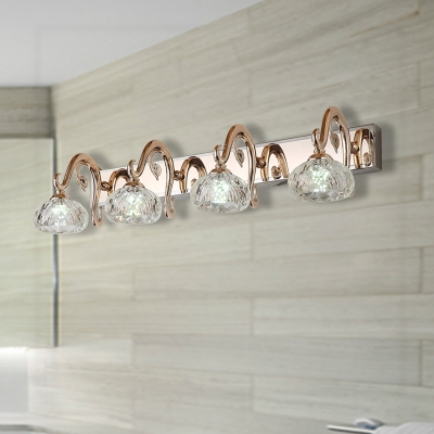 2/3/4 Lights Indoor Vanity Mirror Light Modern Style Golden Wall Sconce with Bowl Clear Crystal Shade, 12.5