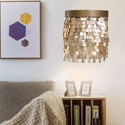 Aluminum Gold Wall Lamp Sequin Flake 2-Light Modernist Flush Mount Wall Lighting