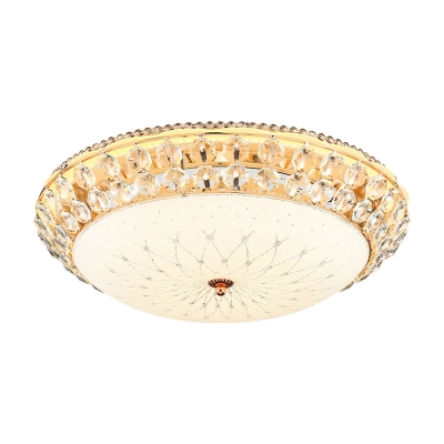 Bowl Shape Flush Lamp Modern Stylish Crystal LED White Ceiling Mount Light,12