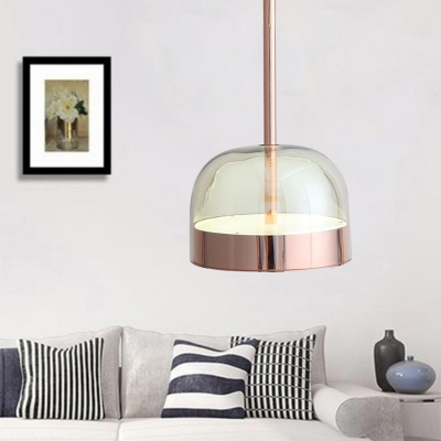 Copper Dome Pendant Lighting Fixture Postmodern 1 Head Clear Glass Hanging Light Kit