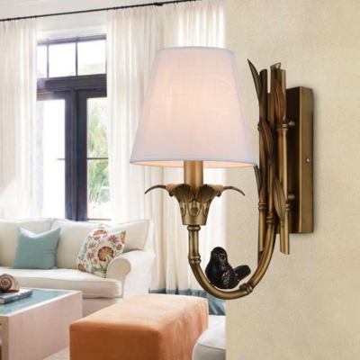 Country Candle Style Sconce Light Fixture 1 Bulb Metal Wall Mount Lighting in Brass for Bedroom