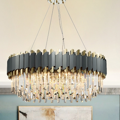 Crystal Layered Oblong Pendant Lighting Contemporary 8 12 Lights Grey Hanging Chandelier Beautifulhalo Com - 12 Gold Plated K9 Crystal Ceiling Light Pendant Chandelier