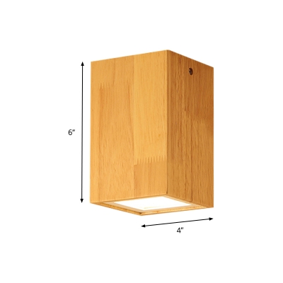 Cuboid Ceiling Mount Light Modern Stylish Wood Beige Downlight in Warm/White for Cloth Shop Gallery