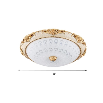 Dome White Glass Ceiling Light Modern Gold/Silver LED Flush Mount Light in Warm/3 Color Light, 12