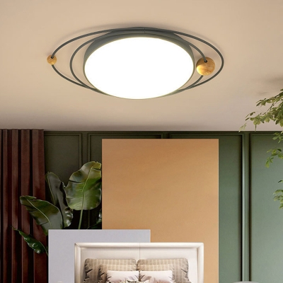 Gray/Green/White Round Flush Light Modernist 21