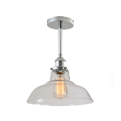 Industrial Stylish Barn Pendant Light Fixture Clear Glass Coffee Shop Ceiling Light in Chrome Finish