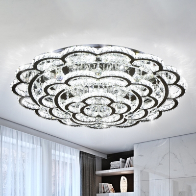 LED Petal Flush Mount Lamp Simple Clear Crystal Ceiling Mounted Fixture for Living Room, 16