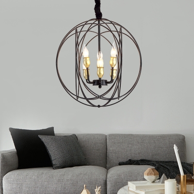 Metal Black/Gold Suspension Lighting Globe 4/6 Lights Classical Ceiling Chandelier for Living Room