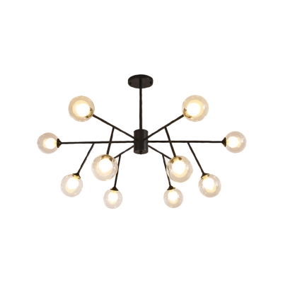 Mid Century Modern Sputnik Ceiling Chandelier Metal and Clear Glass 12/15/18 Bulbs Hanging Light