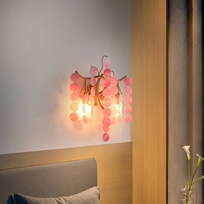 Open Bulb White/Pink/Blue Glass Wall Light Fixture Modern Stylish 2 Heads Wall Mount Lighting over Table