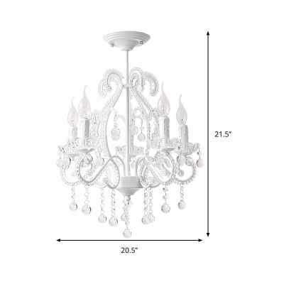 White Candle Chandelier Lighting Fixture with Crystal Decoration Modern 5 Heads Chandelier Lamp for Foyer