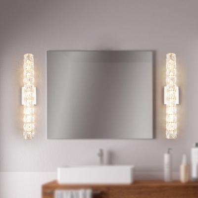 

W Linear Vanity Wall Sconce Contemporary Style Clear Crystal LED Bathroom Wall Lamp, HL571852