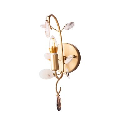 Bare Bulb Wall Sconce Lighting with Curved Arm Modern Metal 1 Light Sconce Light Fixture in Brass