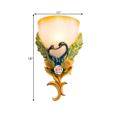 Colonialist Dome Flush Mount 1 Head Prismatic Glass Wall Mounted Light in Gold/Silver/Blue for Bedroom