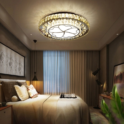 Contemporary Tiered Flush Light Clear Crystal LED White Ceiling Lighting in Third Gear
