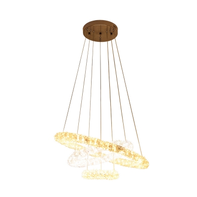 Crystal Beaded Orbit Hanging Lamp Kit Contemporary Chrome LED Chandelier Light Fixture in Warm/White/Natural Light