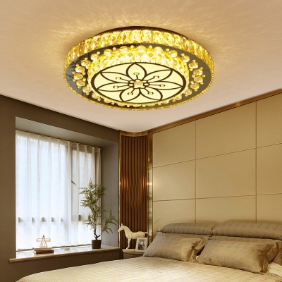 Gold 2-Tier Round Flush Ceiling Light Modern Crystal LED Flushmount Lighting, Third Gear