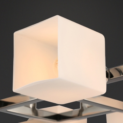 Nordic Style Cube Flush Ceiling Light White Glass 4/8 Lights Polished Chrome Flush Lighting