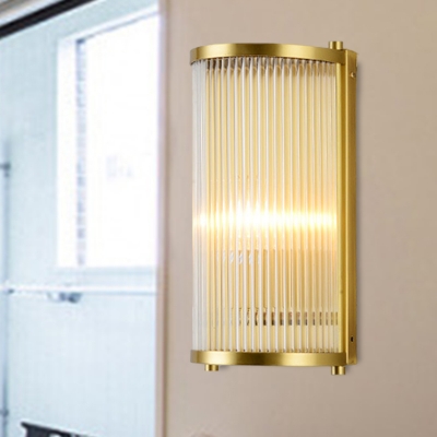Rectangular Crystal Rod Sconce Lamp Postmodern 1/2 Lights Gold Wall Mounted Light for Living Room