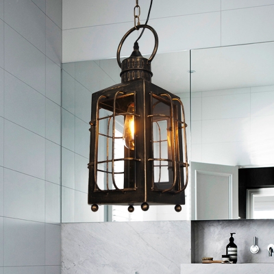 Rust 1 Light Hanging Ceiling Pendant Classic Metal Caged Suspended Lighting Fixture for Living Room