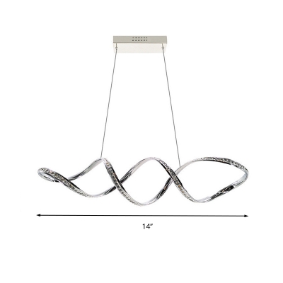 Spiral Hanging Chandelier Modern Style Crystal LED Living Room Pendant Lighting Fixture in Chrome