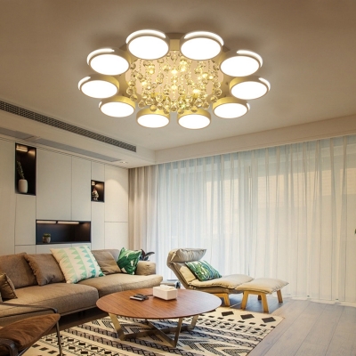 White LED Flush Light Modern Crystal Round Ceiling Flush Mount for Corridor in Warm/White/3 Color Light