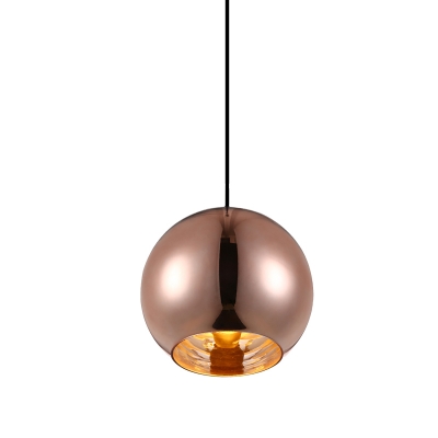 1 Light Pendant Ceiling Light Modern Silver/Copper Hanging Lamp Kit with Globe Mirror Glass Shade, 6