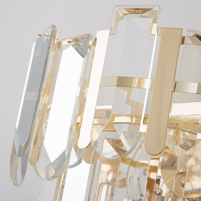 4 Tiers Crystal Block Sconce Light Fixture Modern 3 Heads Gold Wall Mounted Light