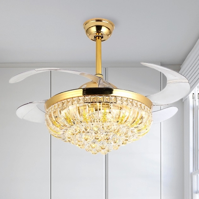 Crystal Ball Raindrop Ceiling Fan Light Modernism Led Gold Semi