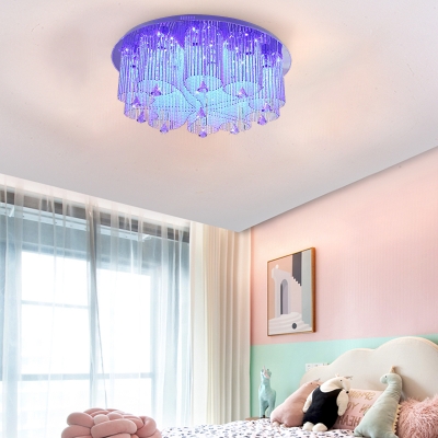 Crystal Flower Flushmount Modernist 4/8/15 Heads Stainless-Steel Ceiling Light Fixture for Living Room
