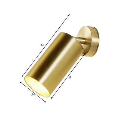 Cylindrical Wall Mount Light Contemporary Metallic 1 Head Surface Wall Sconce in Gold
